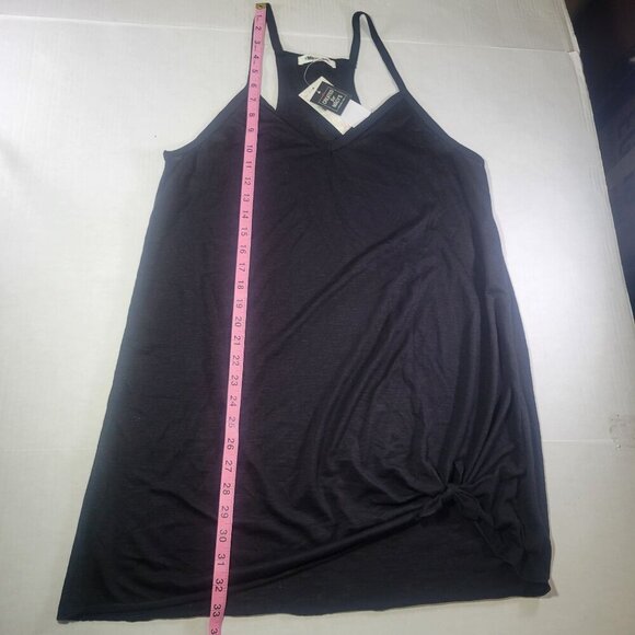 Miken Women Black Sleeveless V-Neck Knotted Hem Coverup Dress Size L - Picture 3 of 8